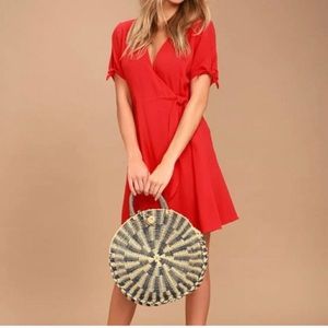 Lulus Womens Size XS Dress Wrap Red Short Sleeve
